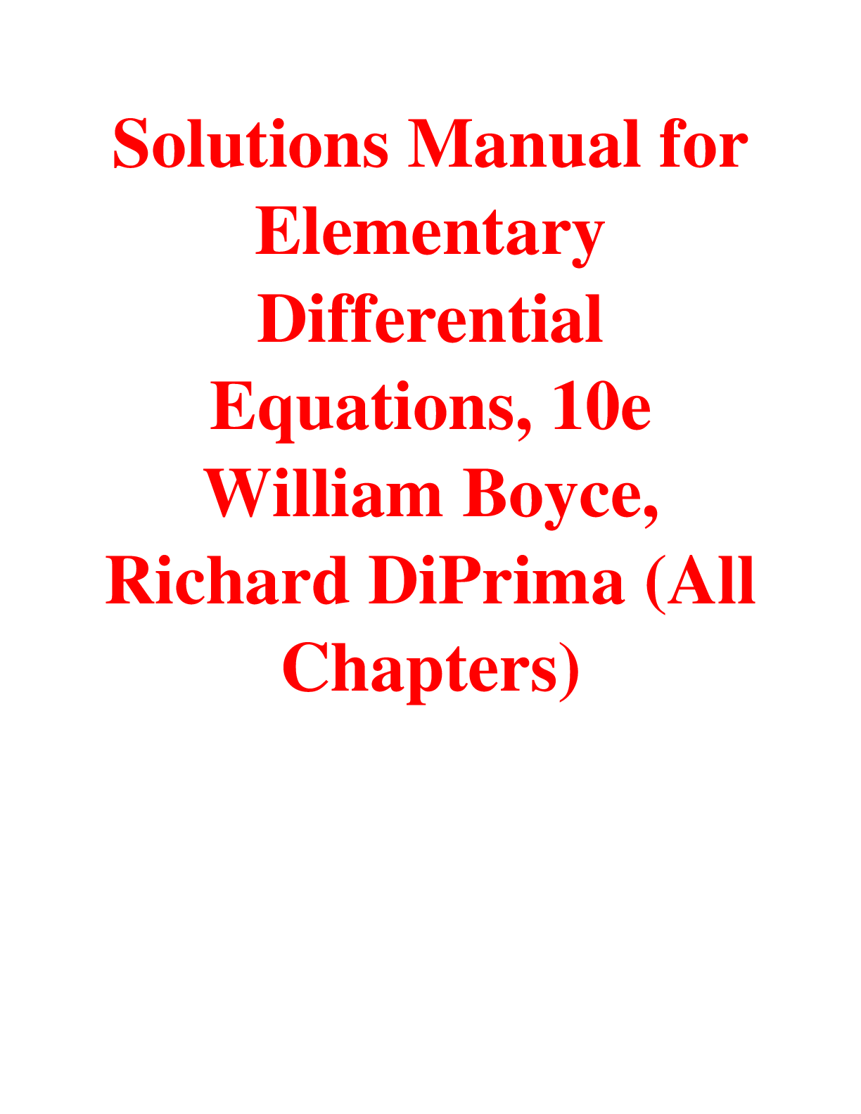 Recommended document preview for Elementary Differential Equations, 10e William Boyce, Richard DiPrima (Solutions Manual)